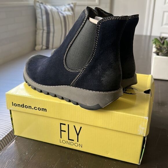 FLY LONDON WOMEN’S SALV BOOTS OIL SUEDE NAVY SIZE 42 NEW IN BOX - Picture 5 of 12